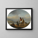 Eine Dame und ein Herr auf einem Pferd, gezeigt an einer Fähre, die von einem jungen Page näher kommt - Philips Wouwerman — gerahmtes Bild an der Wand