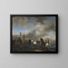 Teich mit Pferden in der Nähe eines Grenzsteins - Philips Wouwerman — gerahmtes Bild an der Wand