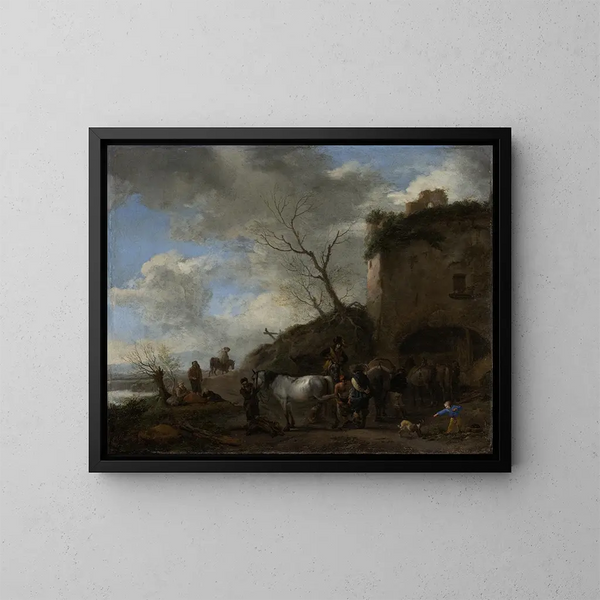 Ritter bei einem Schmied - Philips Wouwerman — gerahmtes Bild an der Wand