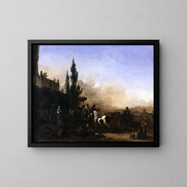 Le Retour de Hawking - Philips Wouwerman — gerahmtes Bild an der Wand