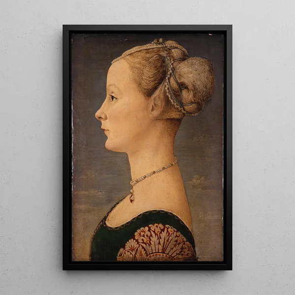 Portrait of a Young Girl - Piero del Pollaiolo — framed artwork on a wall