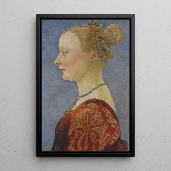 Portrait of a Woman - Piero del Pollaiolo — framed artwork on a wall