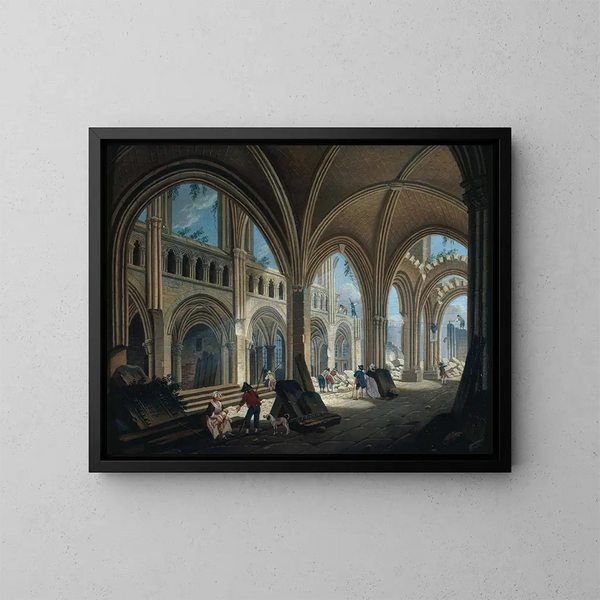 Demolizione della chiesa di Saint-Jean-en-Grève nel 1800 - Pierre-Antoine Demachy — quadro incorniciato alla parete