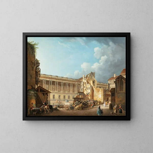 Il dégagement de la colonnade du Louvre lors de la démolition des ruines de l'Hôtel du Petit Bourbon - Pierre-Antoine Demachy — quadro incorniciato alla parete