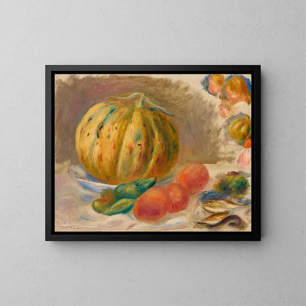 Composition con meloni e pomodori - Pierre-Auguste Renoir — quadro incorniciato alla parete