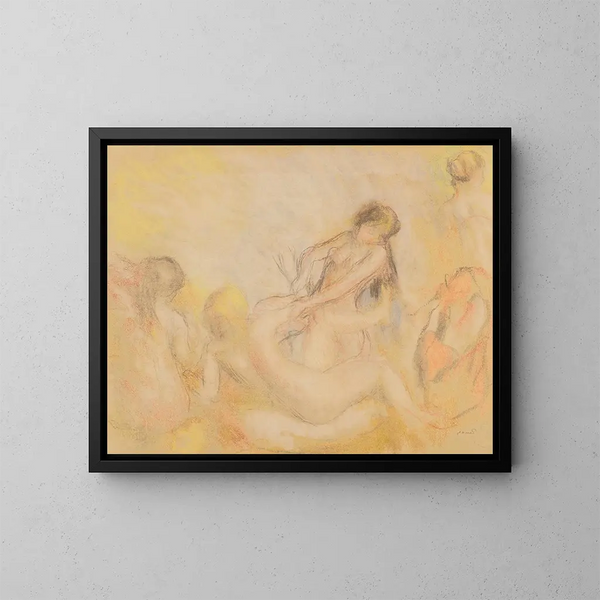 Die Badenden mit Krabbe I - Pierre-Auguste Renoir — gerahmtes Bild an der Wand