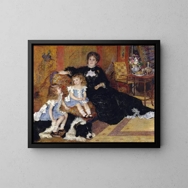 Madame Georges Charpentier, Marguerite-Louise Lemonnier und ihre Kinder Georgette-Berthe und Paul-Émile-Charles - Pierre-Auguste Renoir — gerahmtes Bild an der Wand
