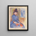 Junge Frau in blauem Kleid - Pierre-Auguste Renoir — gerahmtes Bild an der Wand