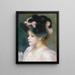 Junge Frau mit rosa und schwarzem Hut - Pierre-Auguste Renoir — gerahmtes Bild an der Wand