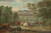 Ansicht des Château Neuf von Saint-Germain-en-Laye mit dem Abfahrt zur Jagd - Pierre-Denis Martin — Ansicht des Kunstwerks