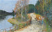Zug von Ochsen am Ufer des Loing - Pierre-Eugène Montzin — Ansicht des Kunstwerks