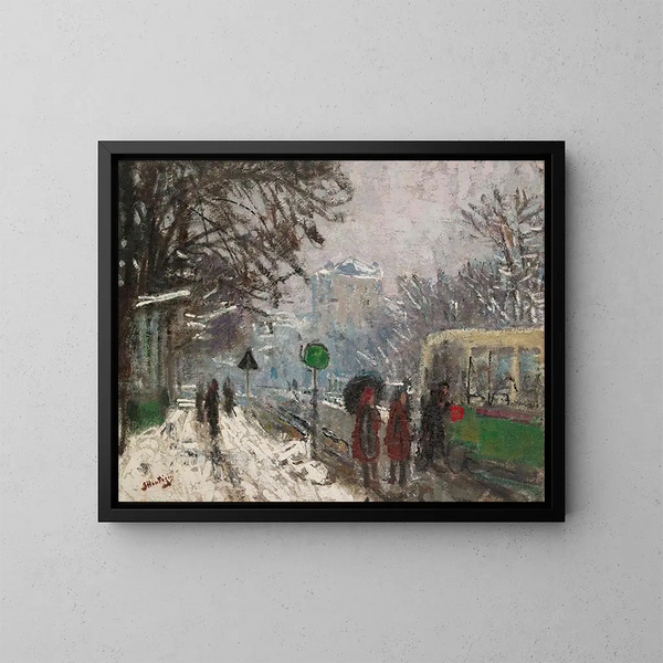 Boulevard Bineau sotto la neve - Pierre-Eugène Montzin — quadro incorniciato alla parete