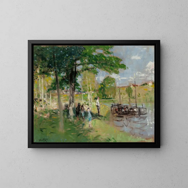 Péniches à Saint-Mammes - Pierre-Eugène Montzin — quadro incorniciato alla parete