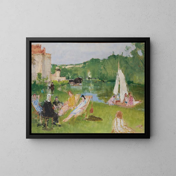 Riposo sul fiume Senna - Pierre-Eugène Montzin — quadro incorniciato alla parete