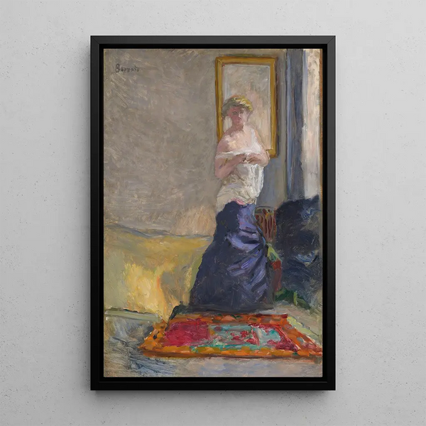 Young woman undressing - Pierre Bonnard — framed artwork on a wall