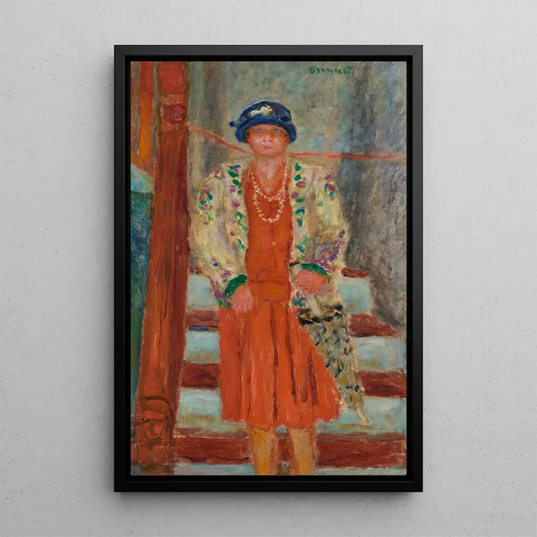The Red Dress - Pierre Bonnard — framed artwork on a wall