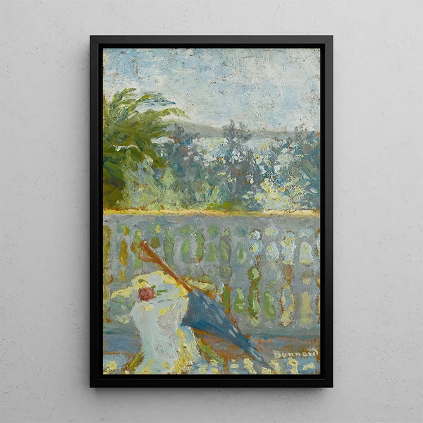 Le balcon et l'ombrelle - Pierre Bonnard — framed artwork on a wall
