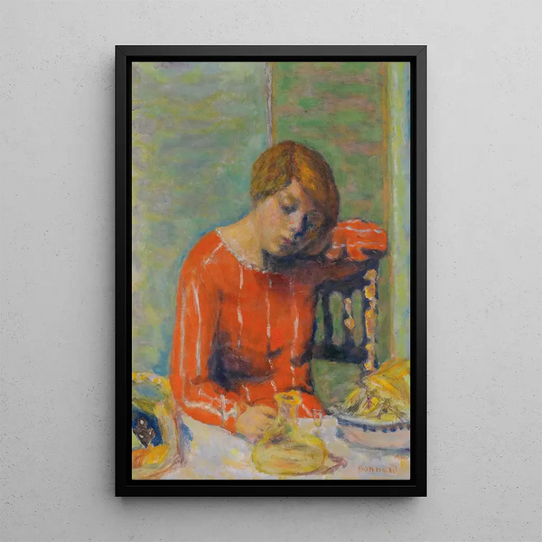 The striped bodice - Pierre Bonnard — framed artwork on a wall