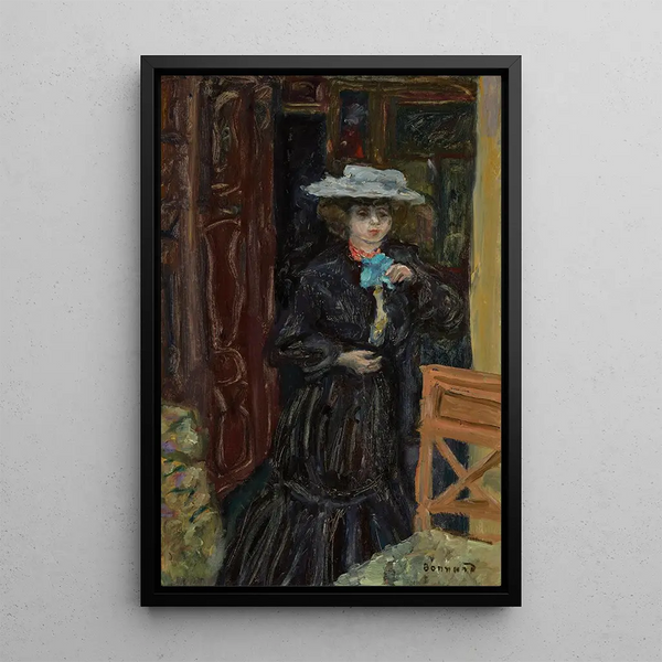 Marthe with White Hat - Pierre Bonnard — framed artwork on a wall
