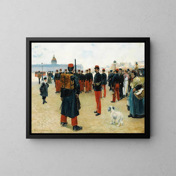 Elfi caporali sulla place des Invalides a Parigi - Pierre Georges Jeanniot — quadro incorniciato alla parete