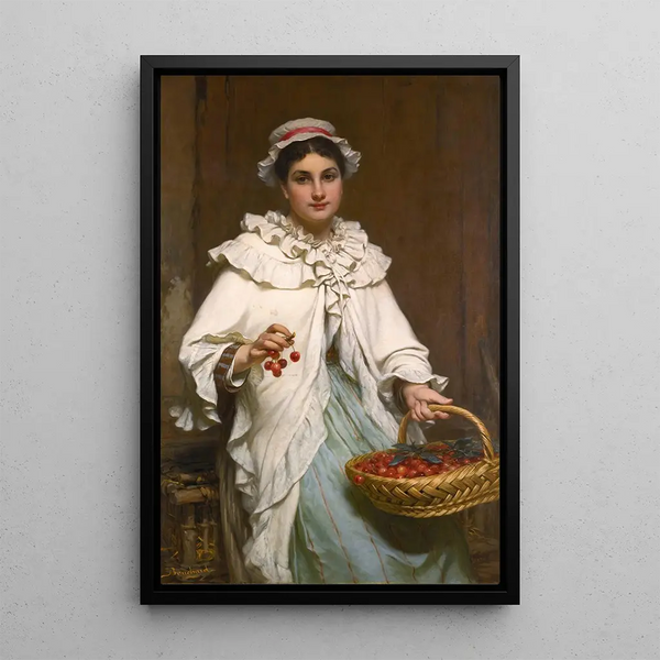 La cueilleuse de cerises - Pierre Louis Bouchard — framed artwork on a wall