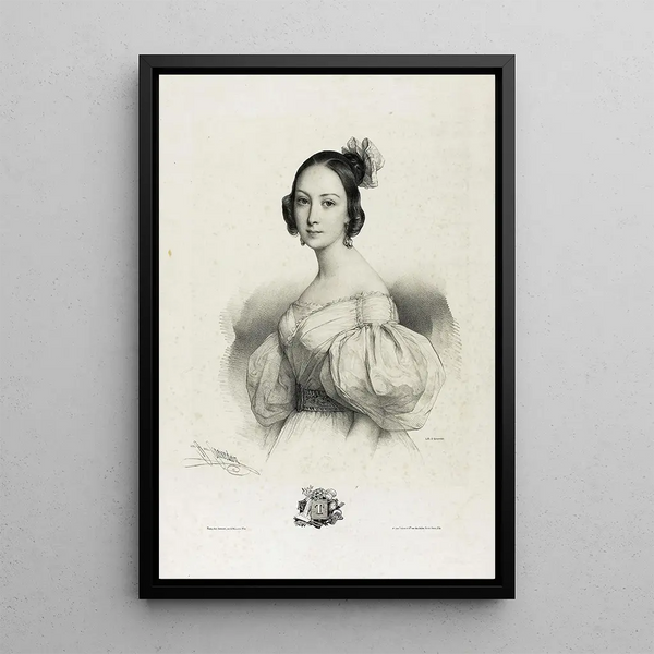 The letter T from The Mirror of Ladies or New French Alphabet - Pierre Louis Henri Grévedon — framed artwork on a wall