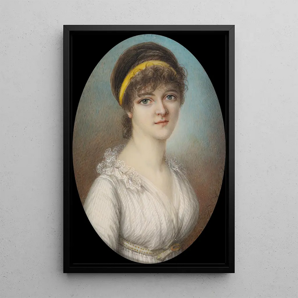 Young woman with yellow ribbon in her hair - Pierre Nicolas Violet — framed artwork on a wall