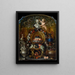 Nature morte con recipienti in argento e oro, frutta e fiori - Pierre Nicolas Huilliot — quadro incorniciato alla parete