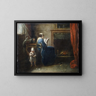 Pierre Parrocel - Woman Reading in front of a Fireplace.webp