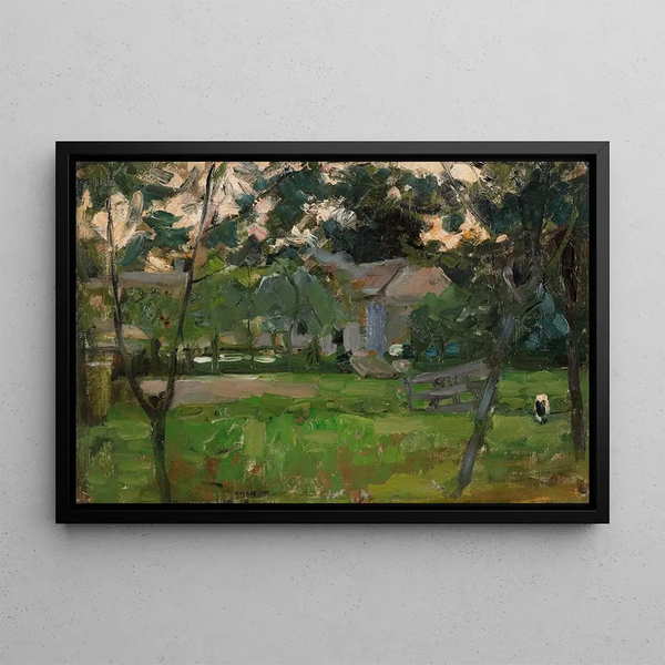 Piet Mondrian - Boerenerf in het Gooi geflankeerd door jonge boompjes Farmyard in Het Gooi flanked by saplings.webp