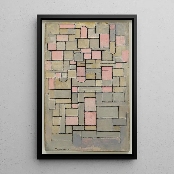 Composition 8 - Piet Mondrian — framed artwork on a wall