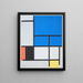 Komposition mit einem großen blauen, roten, schwarzen, gelben und grauen Flugzeug - Piet Mondrian — gerahmtes Bild an der Wand