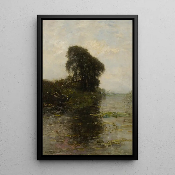 Ferme Landzicht under a clear blue sky - Piet Mondrian — framed artwork on a wall