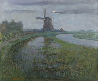 Piet Mondrian - Oostzijdse Mill along the River Gein by Moonlight.webp