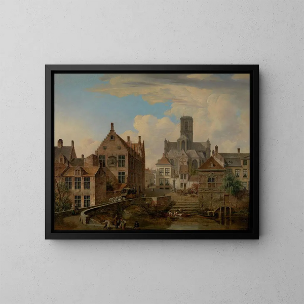 Cattedrale di San Bavo e il Reep a Gand - Pieter Frans De Noter — quadro incorniciato alla parete