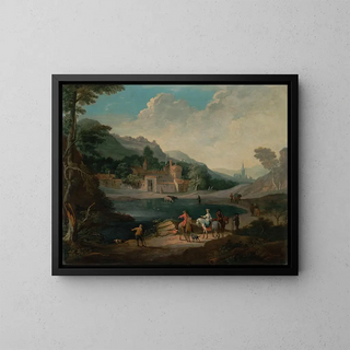 Pieter Bout - An elegant couple beside a lake.webp