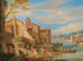 Il porto di Ripa Grande a Roma con mercanti in conversazione - Pieter Bout — vista dell’opera
