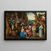 Johannes der Täufer predigt den Massen in der Wüste - Pieter Brueghel der Jüngere — gerahmtes Bild an der Wand