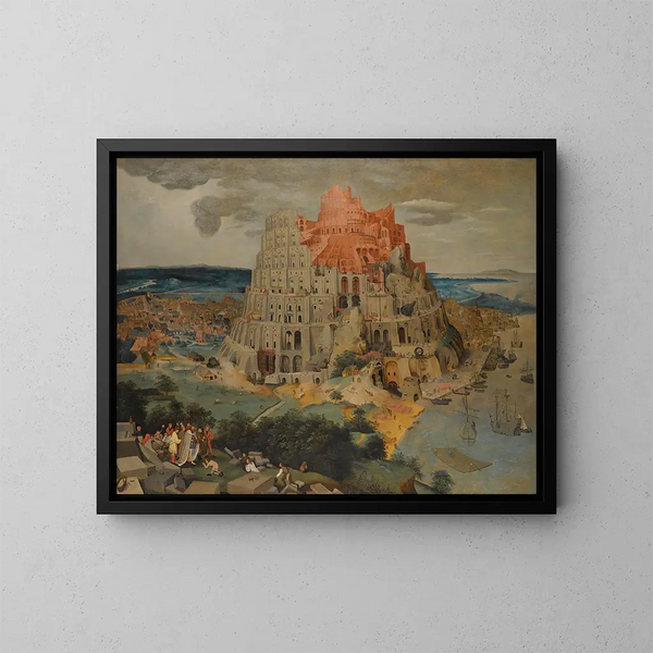 La Torre di Babele - Pieter Brueghel il Giovane — quadro incorniciato alla parete