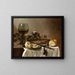 Stillleben mit Hering, Wein und Brot - Pieter Claesz — gerahmtes Bild an der Wand