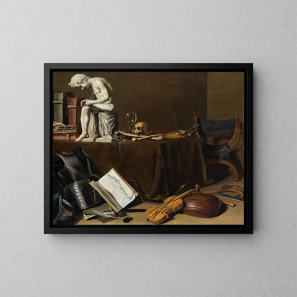 Naturmorte Vanitas mit dem Spinario - Pieter Claesz — gerahmtes Bild an der Wand