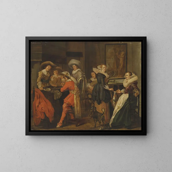 Eine elegante Gesellschaft in einem Interieur - Pieter Codde — gerahmtes Bild an der Wand