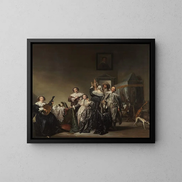 Gesellschaftliche Komödie - Pieter Codde — gerahmtes Bild an der Wand