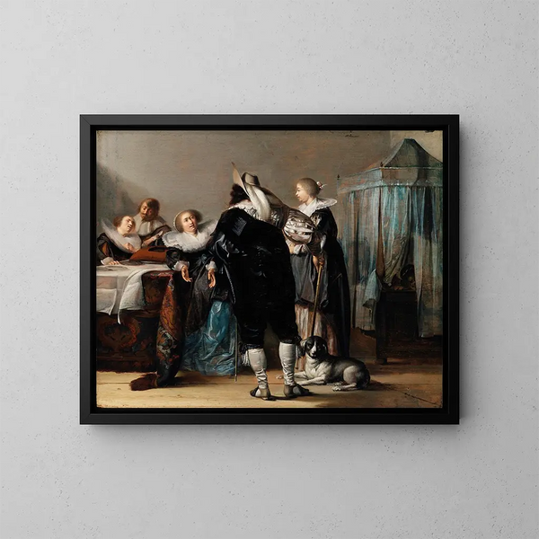 Innenaufnahme mit Figuren - Pieter Codde — gerahmtes Bild an der Wand