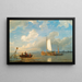 Ships in a Dutch estuary at low tide - Pieter Cornelis Dommersen — framed artwork on a wall
