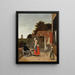 Ein Mann, der raucht, und eine Frau, die in einem Hof trinkt - Pieter de Hooch — gerahmtes Bild an der Wand