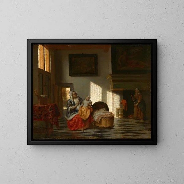 Pieter De Hooch - Interior with mother and child Mother joy.webp