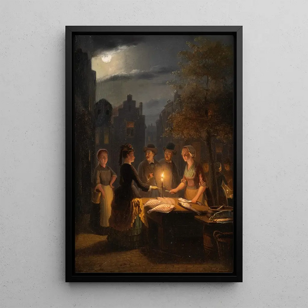 Night Market Painting - Pieter Gerardus Sjamaar — framed artwork on a wall