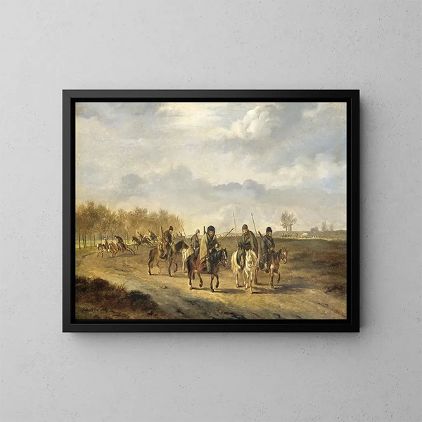 Cosaques su un sentiero di campagna vicino a Bergen, in Olanda del Nord, 1813 - Pieter Gerardus van Os — quadro incorniciato alla parete