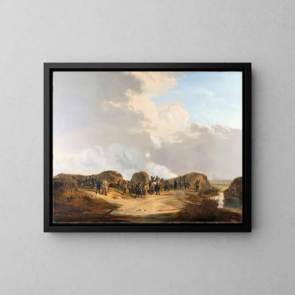 Die halbmondförmige Konstruktion während der Belagerung von Naarden, April 1814 - Pieter Gerardus van Os — gerahmtes Bild an der Wand